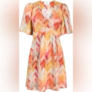 Ba&sh Aelda Mini Dress Abstract Printed Orange Size FR 3 (L)